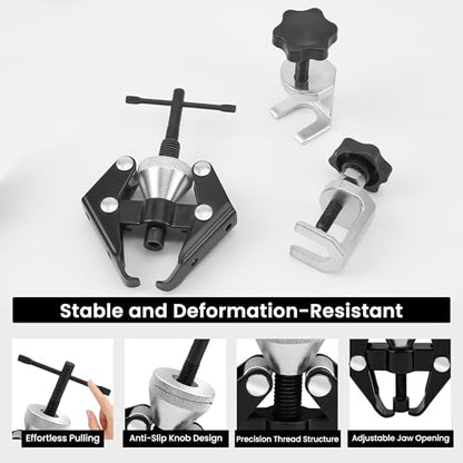 Windshield Removal Tool Set, 3 Pcs Universal Heavy Duty Wiper Arm Puller, Labor-Saving and Deformation-Resistant, with Anti-Slip Knob, Adjustable Jaw, and Precision Thread, for Most Car Truck SUV RV