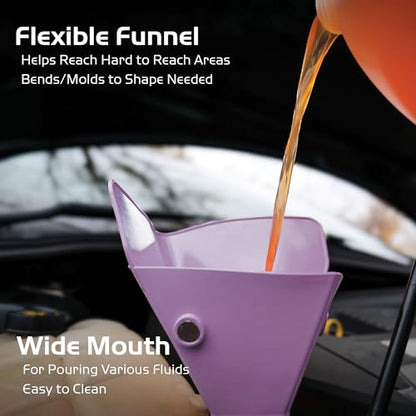 Caliber Flex & Fold Variety-Pack, Set of 3 Flexible Funnels for Automotive Use, 3 Sizes Suitable for a Variety of Fluids