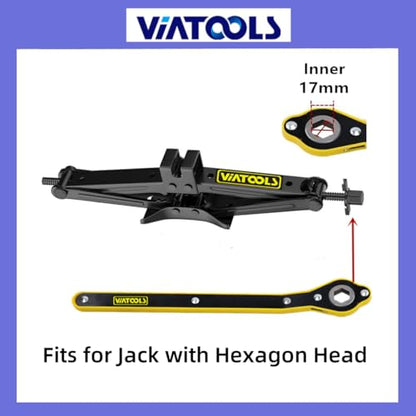Car Jack Hexagon Ratchet Wrench (17mm) Scissor Jack Handle with Positive and Reversal Knob for Travel/Truck/SUV/Vans (Hexagon)
