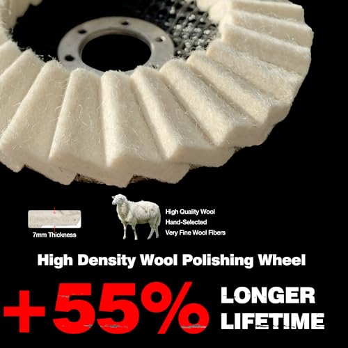 5 Pack Felt Wool Polishing Disc for Angle Grinder, 4-1/2" x 7/8" Wool Buffing Wheel Pad for Polishing Rough Surface to a Mirror Finish, for Metal Aluminum Marble Wood - style: 5pack-Flat Wool Polishing Disc