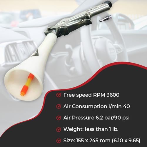 HI-TECH Vortex II Air Cleaning Gun – Pro Auto Detailing Tool for Deep Cleaning Interiors & Exteriors – Uses Air Compressor – Blasts Dust, Dirt & Grime Fast - style: Vortex II