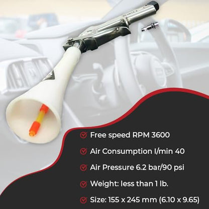 HI-TECH Vortex II Air Cleaning Gun – Pro Auto Detailing Tool for Deep Cleaning Interiors & Exteriors – Uses Air Compressor – Blasts Dust, Dirt & Grime Fast - style: Vortex II
