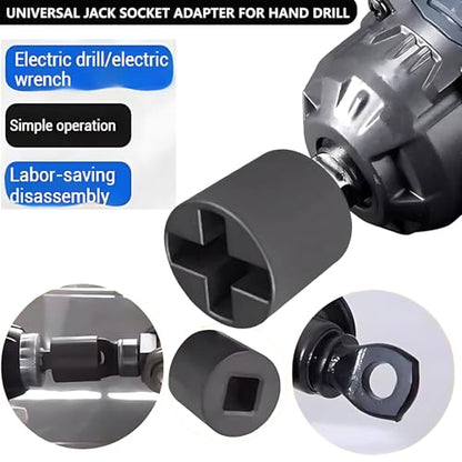 Universal Jack Socket Adapter for Hand Drill, Scissor Jack Drill Adapter for Car, with a 1/2 in Socket Adapter Bit