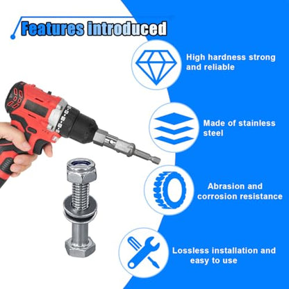 Upgraded Stainless Steel Trailer Jack Drill Adapter, Cordless Drill Adapter Kit with 1/2 Inch Socket Adapter Bit, Universal Replacement for Top Wind Trailer Jack Crank Handle