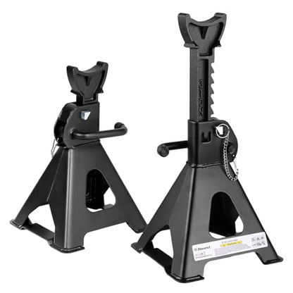 Jack Stands, 3 Ton (6,000 lbs) Capacity Car Jack Stands Double Locking, 11.4"-16.54" Adjustable Height, Car Stand for Lifting, Black, 1 Pair - color: New Black