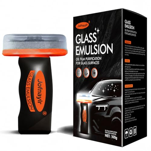 Oil Film Remover for Car Windowshield, Windows & Rearview Mirror - Auto Glass Cleaner Emulsion Cleaner Kit, Remove Grease, Road Grime, Water Sport, Improve Visibility for Safe Driving
