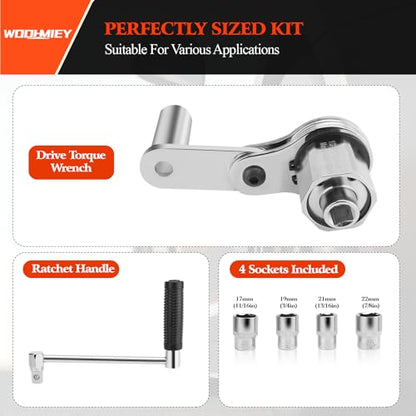 Torques Multiplier Wrench Kit, 1/2in Drive 1:16 Heavy Duty Lug Nut Remover. with 17 19 21 22mm Sockets,Carrying Case for Changing Tires, Swivel Wrench Included