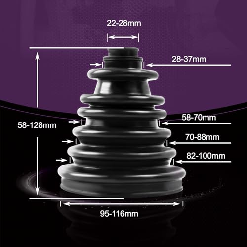 Upgrade CVS18 Universal CV Axle Boot Repair Kit, 5.04 Inch (128mm) Height, Fits Shaft Size 22mm-28mm, Silicone Rubber, Waterproof Dustproof Protection for Cars, Trucks, SUVs