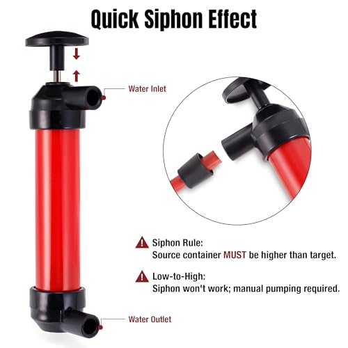Thorstone 200cc Siphon Pump for Gasoline, Fluid Transfer Pump Automotive, Oil Transfer Pump Kit with Max 86" Long Hoses, Multi-Use Hand Fuel Pump for Fish Tank, Lawn Mower