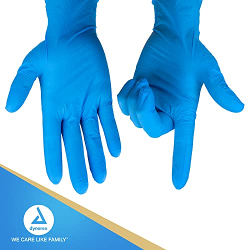 Dynarex Safe-Touch Disposable Nitrile Exam Gloves, Powder-Free, Latex-Free, Touchscreen Friendly & Used by Professionals, Blue, Large, 1 Box of 100 Safe-Touch Disposable Nitrile Exam Gloves - size: 100 Count (Pack of 1)