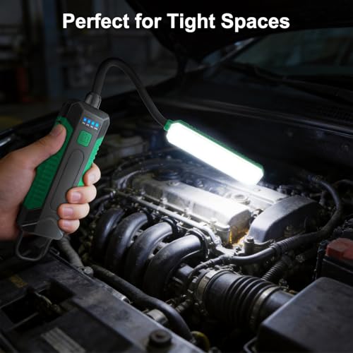 LED Work Light with 360° Flexible Gooseneck, Rechargeable 2000mAh Magnetic Mechanic Light, 5 Modes COB Inspection Lamp with Hook, USB-C Portable Flashlight for Auto Repair, Camping, Workshop