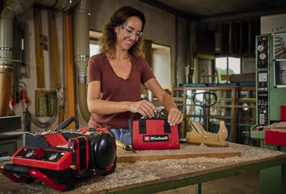 Original Einhell 10-Piece Compressed Air Set with Bag (Compressor Accessories, Includes 1x Adaptor Nozzle for Blow Gun, 1x Tyre Inflator Gauge, 8X Inflation Adapters with Accessory Bag)