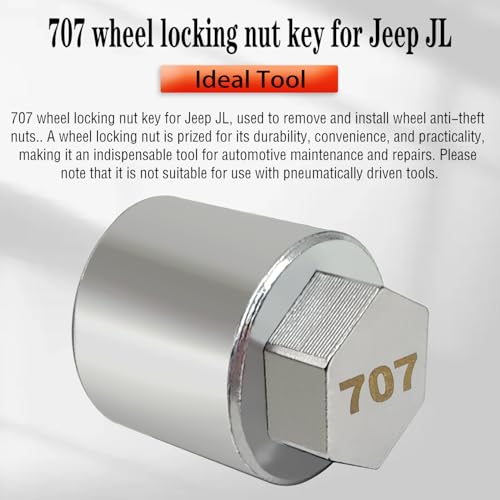 JL 707 for 27mm Nuts, Wheel Locking Nut Key for Jeep (JL) Dodge | Wheel Lock Nut Socket Adapter, Anti-Theft Lug Nut Removal Tool, Anti-Theft Screw Remover, Repair Tool, Tyre Fitting, garage - size: 707