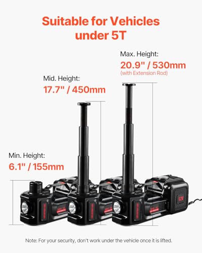 VEVOR Electric Car Jack, 5 Tons /11000 lbs, Scissor Jack with Built-in Inflator, 12V Tire Change Replacement with Impact Wrench & LED Light, Portable Jack kit for Sedan, SUV, Truck