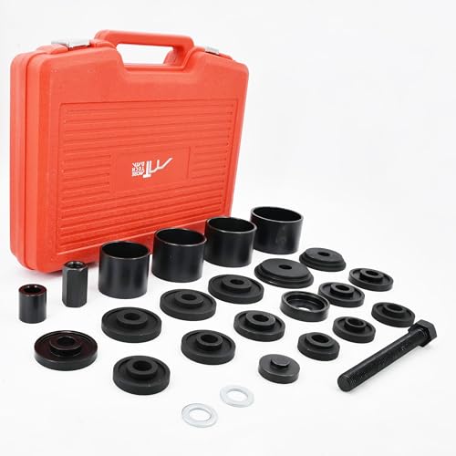 23pc Wheel Bearing Press Kit for Front Wheel Drive Bearing Removal & Installation, Wheel Bearing Puller Tool Set with Sliding Screws Universal Bushings Sleeves Storage Case