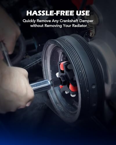 OMT Harmonic Balancer Puller Kit for Removing Harmonic Dampers & Balancers | Adjustable 3-Jaw Puller Pulley Puller Set Compatible with Chevy GM Chrysler Cadillac Ford, Red - color: red