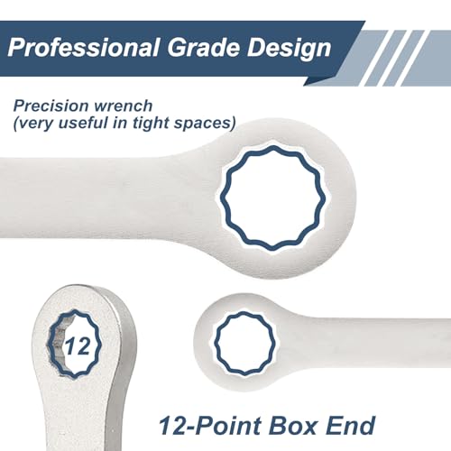 HARFINGTON 2Pcs Super Thin Combination Wrench 6mm Metric 12-Point Box and Open End Stainless Steel Double Ended Spanner Tool for Automotive Pipe Furniture Machinery DIY Repair, Silver - size: 6mm