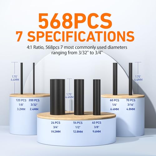 TKDMR 568 Pcs Heat Shrink Tubing - 4:1 Ratio,2.2" Length,Adhesive Lined, Marine Grade Shrink Wrap - Industrial Heat Shrink Tubing Kit - size: 2.2" Length