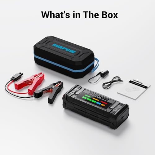 AVAPOW 8000A Battery Jumper Starter Portable with 4″ HD Display PD 30W Dual-Way Fast Charging, 12V Car Starter Jump Box & Battery Booster for All Gas & Up to All Diesel Engines - size: 8000A
