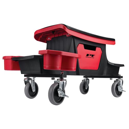 Performance Tool W85035 Heavy Duty Roller Mechanics Seat and Brake Stool with 4-Inch Rubber Swivel Casters Roll Over - style: Rolling Storage Garage Seat