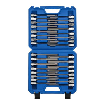MIXPOWER 32PCS 3/8" Drive Extra Long Hex and Torx Bit Socket Set,SAE & Metric(1/8"-7/16",3mm-12mm,T10-T60),Length:150mm,CR-V and S2 Steel - size: 1/8" - 1/2", T10 - T60