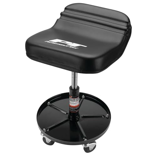 Performance Tool W85020 Tractor Creeper Rolling Work Seat with Storage Tray for Mechanic Garages and Workshops, Black, 24-inch Height - style: Tractor Creeper Seat