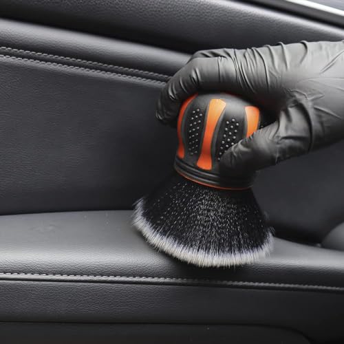 SPTA Ultra Soft Detailing Brush, Car Detail Brush, Orange Handle XL Synthetic Brush - Ultra Soft Bristles, Comes with Storage Rack, Covers Large Area Inside or Outside Vehicles