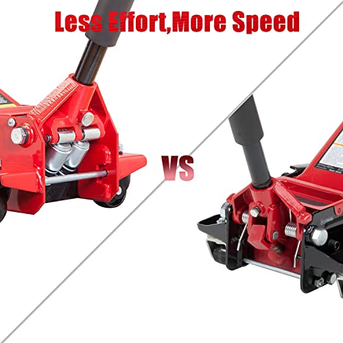 BIG RED AT84007R Torin Hydraulic Low Profile Service/Floor Jack with Dual Piston Quick Lift Pump, 4 Ton (8,000 lb) Capacity, Red - size: 4 Ton (8,000 lb) dual pump quick lift, style: Steel