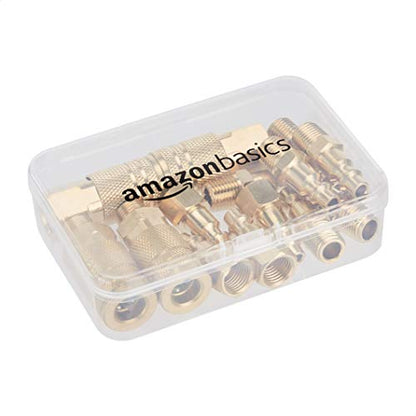Amazon Basics Quick Connect Brass Air Coupler and Plug Kit, 1/4-Inch NPT Fittings, Air Compressor Accessories, 14 Count - size: 14 count (Pack of 1)