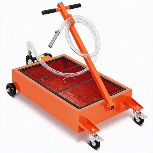 15 Gal Oil Drain Pan with 8ft Hose 110V High-Flow Electric Pump - color: Orange, size: 15 Gal with Electric Pump