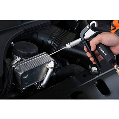Hromee 12 Pieces High Flow Air Blow Gun Kit with Safe Quiet Xtreme Nozzles Rubber Tip 6/12 Inch Extension Chip Guard and Needles Duster Gun and Air Compressor Accessories