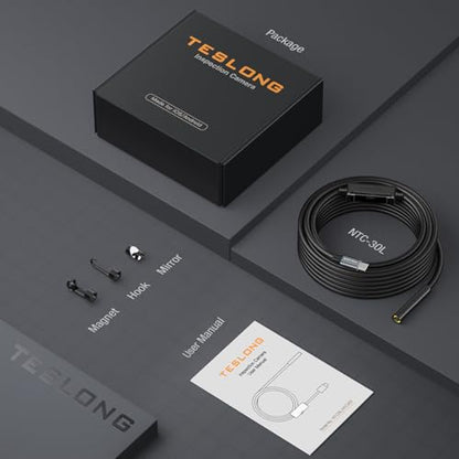 Teslong 50FT USB C Borescope Camera with Light for iPhone 15/16/17 Android | 15m DIY Scope Camera for Sewer Drain Pipe Inspection, 8 LED Lights, IP67 Waterproof, 1.0MP HD Endoscope, Flexible Snake Cable