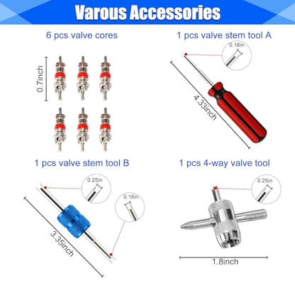 Tire Spoons, 32Pcs Tire Changing Tool with Rim Protectors, Valve Tool, Valve Cores, Valve Stems, Valve Caps, Storage Bag, 15" Tire Spoon Kit for Motorcycle Dirt Bike Lawn Mower Tractor Bicycle