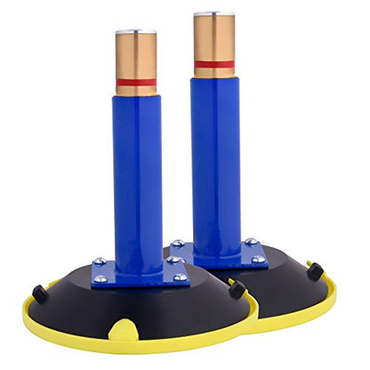 IMT 6" Vacuum Suction Cup Glass Lifter 2 Pack, Heavy Duty Vertical Hand-held Cups for Flat to Curved Surfaces, Metal Handle and Brass Pump, with Protective Cover - color: Blue