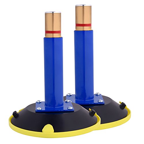 IMT 6" Vacuum Suction Cup Glass Lifter 2 Pack, Heavy Duty Vertical Hand-held Cups for Flat to Curved Surfaces, Metal Handle and Brass Pump, with Protective Cover - color: Blue