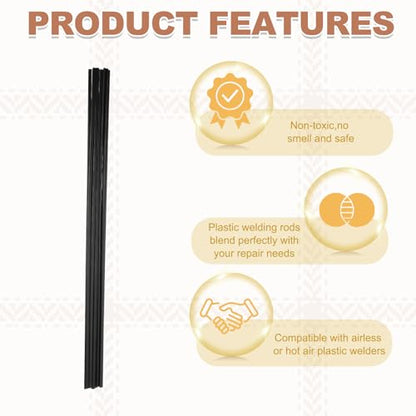 MECCANIXITY 20 Inch Plastic Welding Rods, Double Strand Round Sticks ABS Welding Rods for Plastic Welder Kayak Car Bumper Repair Pack of 10 2.5x5mm, Black - color: Black, size: 20 Inch