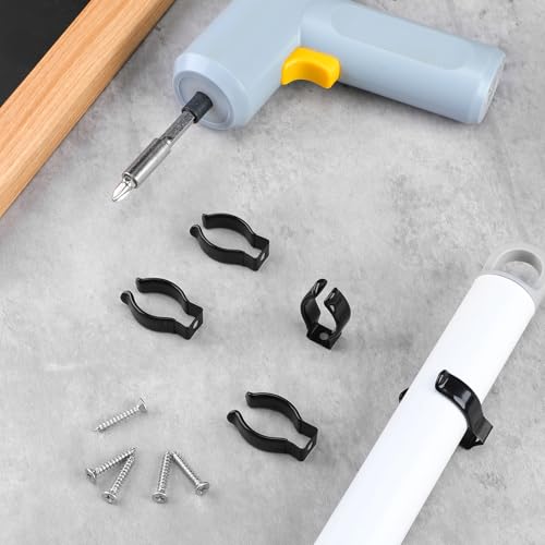 5 Pack Spring Clip Broom Clip with Screws for 3/4-1 1/8 Inch Diameter Black Manganese U Shape Steel Clips Holder Bracket for Tools Rakes and Flashlight Pipe Tool Holder Wall Garage Garden - size: 3/4-1 1/8 Inch