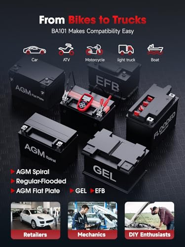 ANCEL BA101 12V Car Battery Tester - Digital Automotive Batteries & Alternator Diagnostic Tool with Protective Large case