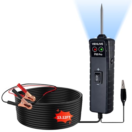 P50 Pro Power Circuit Probe Tester, 6-24V DC Automotive Circuit Tester with Component Activation, Dual LEDs, Manual Reset Protection, Polarity & Continuity Test, Short Finder Test Light