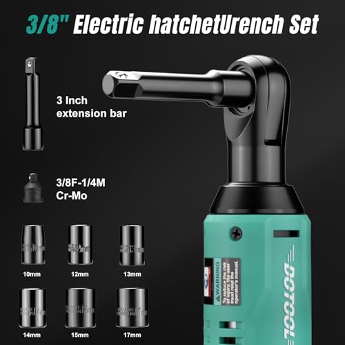 Dotool 3/8'' Cordless Electric Ratchet Wrench Set,40Ft-Lbs,12V Power Ratchet Wrench Kit with 2 X 2.0Ah Battery, Variable Speed Trigger,6pcs Standard Sockets,1/4'' Adapter,3 inch Extension Bar