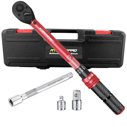 ATsafepro 3/8-Inch Drive Click Torque Wrench,Dual-Direction Adjustable,72-Tooth Dual Range Scales-5-50Ft-Lb/6.8-68Nm,Quick Release Ratchets - style: 3/8" Torque Wrench Set