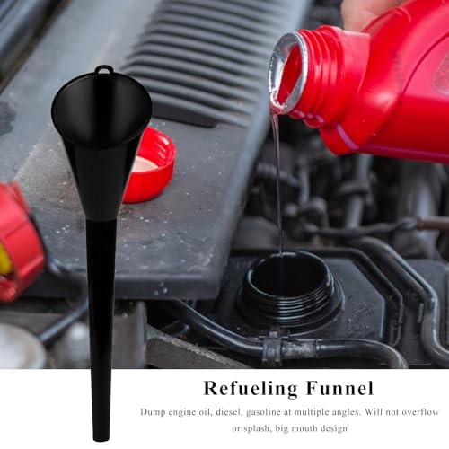2 PCS Oil Funnel, Multi-Purpose Plastic Long Neck Oil Funnel, Automotive Use Funnels for Filling Oils Lubricants Water Diesel, Kitchen Funnels for Filling Bottles Jars (Black, L+S) - color: Black, L+S, 2 PCS