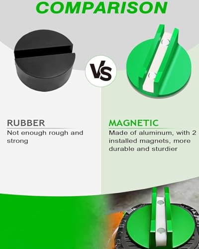 0.45'' Wide Slotted Jack Pad Adapter, Green, 2 PCS | Magnetic Jack Pad, Universal, or Floor Jacks, Bottle Jacks, Scissor Jacks, Pinch Weld Proetction, Fit Pickups SUVs Sedans - color: Green 2 Pack