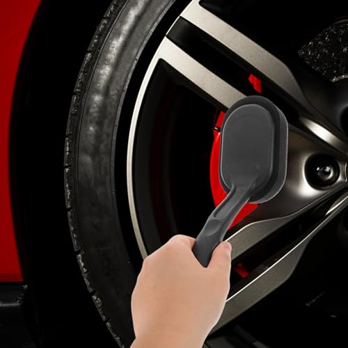 Car Tire Wax Applicator Brush Set with Replaceable Handle and Sturdy Sponge, 6pcs Automotive Wheel Cleaning Tools for Car Detailing and Polishing
