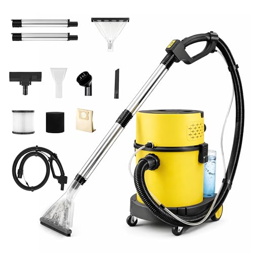 Shop Vacuum Wet and Dry Cleaner, 5 Gallon 5 in 1 Portable Wet Dry Vac, 208 | 5.5 Peak HP 30 kPa Suction Portable Vacuum with a Soap Tank, Filters, Dust Bag, Hose and Attachments for Home, Car, Garage
