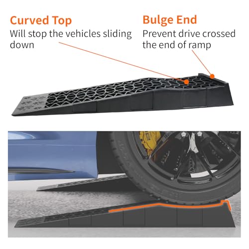 Low Profile Car Service Ramp with Anti-Slip Blocks, Portable Car Race Ramp, for Vehicle Oil Changes, Maintenance 2 Pack A - color: A