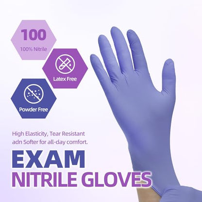 Basic Nitrile Exam Gloves, Medical Violet Blue Gloves Disposable Latex Free Powder-Free For Exam, Food Prep Cleaning, Medium Case Of 1000, M, NGPF1035 - size: Medium, style: Pack of 1000