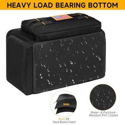 Tool Bag 15 Inch,Heavy Duty Tool Organizer,Tactical Range Tool Tote,30 Pockets & Anti-Friction Bottom,Water-Resistant,Tool Box for Him Dad Men,Electrician,Carpenter,Repairman,Ideal Gift for Father - color: Black