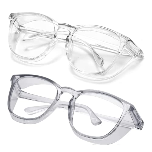 SQIMZAR Safety Glasses Goggles For Women Nurses Protective Eyewear,Anti Fog Safety Goggles - color: Clear +Grey