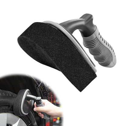Car Tire Shine Applicator, High-Density Sponge Tyre Dressing Applicator Pad with Curved Handle, Reusable Wheel Polishing Brush Auto Detailing Foam for Applying Tire Shine (1 PCS) - color: 1pcs